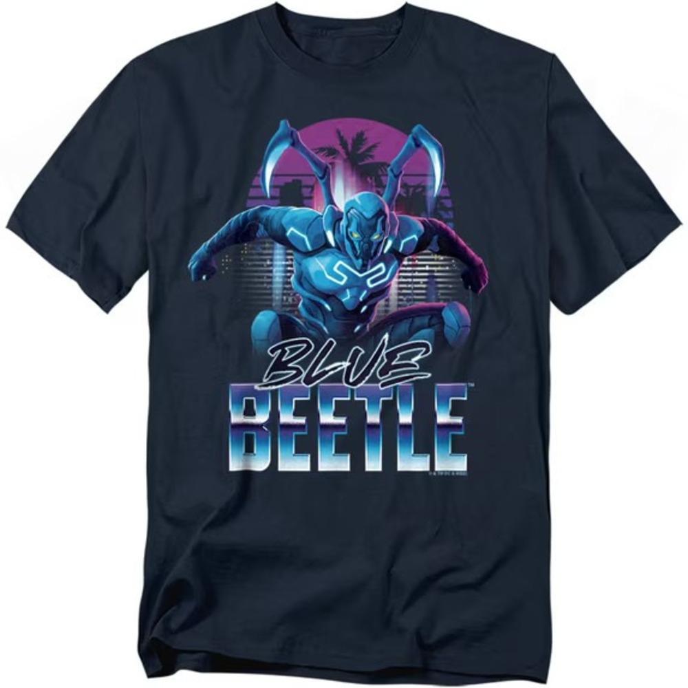 Blue Beetle 2023 City Protector Graphic T-Shirt Mens M Navy Blue Gildan 5000
